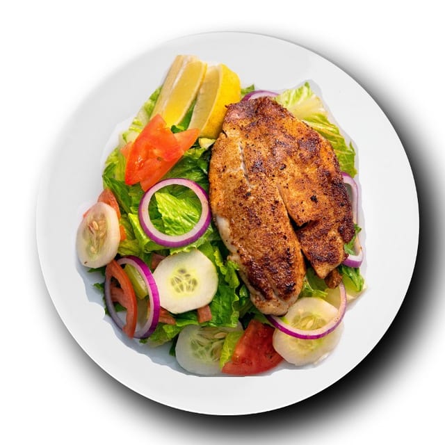 Grilled Tilapia Filet Salad.