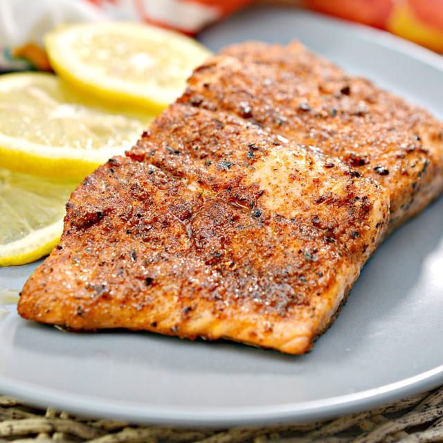 Grilled Salmon with Vegetable Rice.